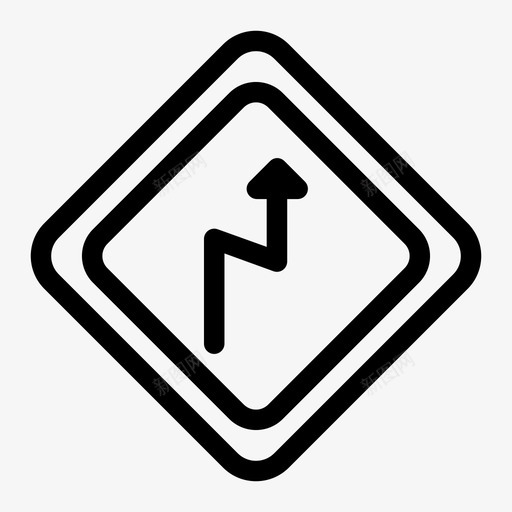 双弯道路标志图标svg_新图网 https://ixintu.com 交通 双弯 标志 运输 道路