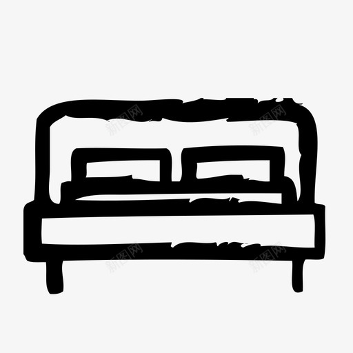 床设备家具图标svg_新图网 https://ixintu.com 客房 室内 家具 家居 床 草图 设备