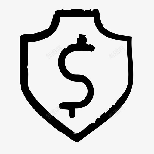 钱锁保护图标svg_新图网 https://ixintu.com 保安 保护 安全 盾牌 粗略的 钱 锁