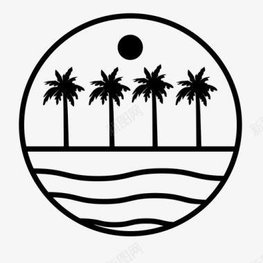 海滩自然棕榈树图标图标