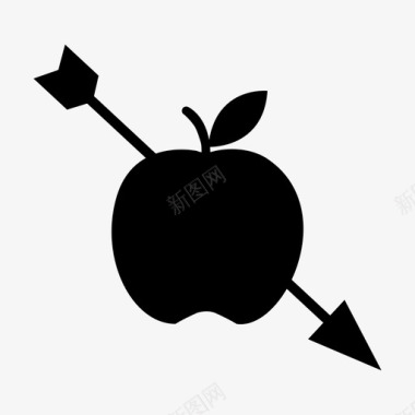 苹果和箭弓箭手罗宾汉图标图标