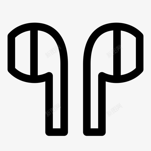 耳塞耳机无线耳机图标svg_新图网 https://ixintu.com 无线耳机 纯线路 耳塞 耳机