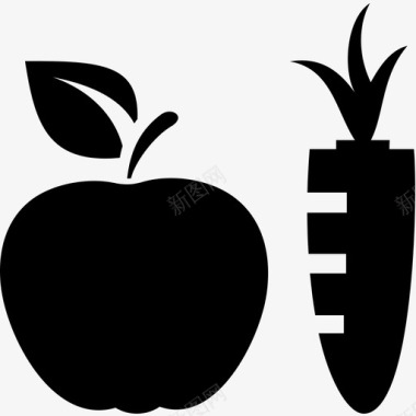 苹果和胡萝卜食物花园图标图标