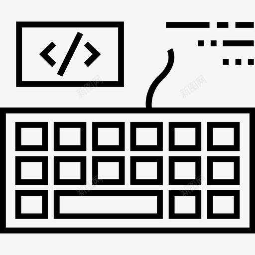编程编码键盘图标svg_新图网 https://ixintu.com 1400网页和搜索引擎优化平面线图标 工作 打字 编码 编程 键盘