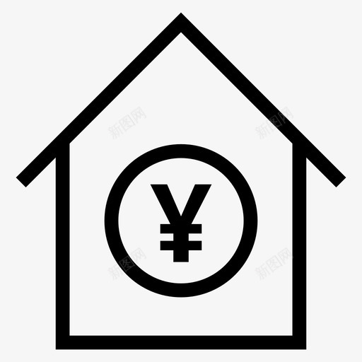 房屋房产家具图标svg_新图网 https://ixintu.com 家具 房产 房地产 房屋 抵押贷款 贷款 银行金融线路图标