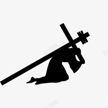 基督背着十字架冠冕受难图标图标