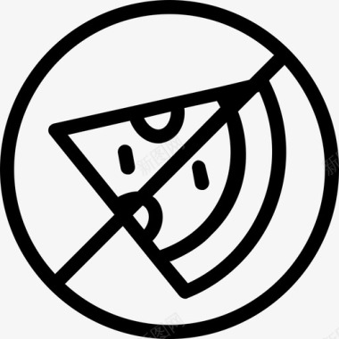 不健康食品披萨禁酒图标图标