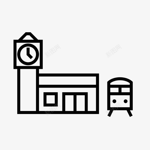 火车站建筑铁路图标svg_新图网 https://ixintu.com 建筑 旅行 火车站 铁路
