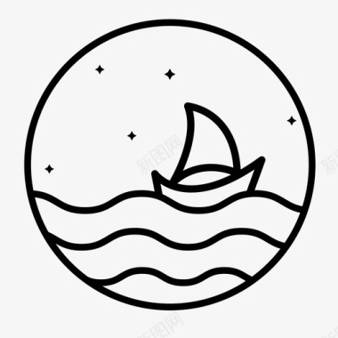 海滩船自然图标图标