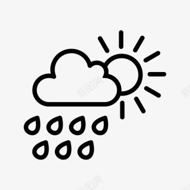 夏雨云和太阳天气图标图标
