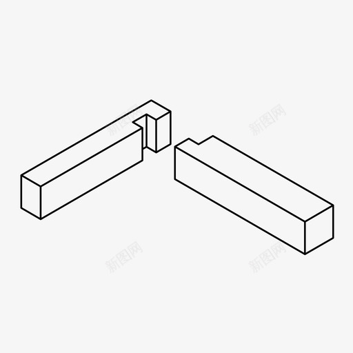 墙裙槽口接缝木工连接图标svg_新图网 https://ixintu.com 墙裙槽口接缝 木制品 木工 细木工 细部 连接