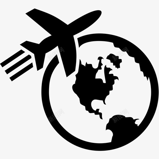飞机飞行环球图标svg_新图网 https://ixintu.com 世界 旅行 环球 飞机 飞行