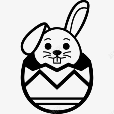 孵化兔子之字形复活节鸡蛋图标图标