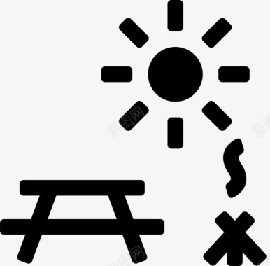 餐桌篝火花园图标图标