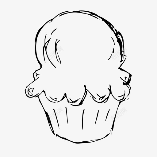 纸杯蛋糕食品手绘图标svg_新图网 https://ixintu.com 手绘 甜品 素描 纸杯蛋糕 食品