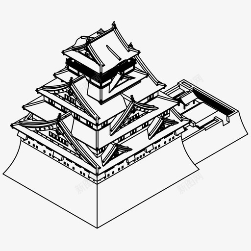 日本城堡要塞日本图标svg_新图网 https://ixintu.com 大阪 大阪城堡 日本 日本城堡 武士 要塞