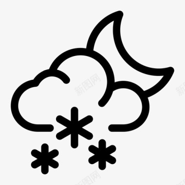 夜雪云预报图标图标