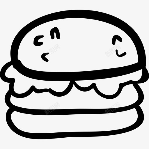 手绘汉堡食物手工烹饪图标svg_新图网 https://ixintu.com 手工烹饪 手绘汉堡 食物