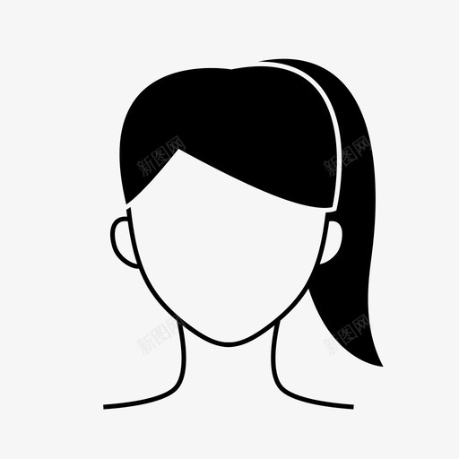 马尾发型头像女孩图标svg_新图网 https://ixintu.com 头像 女人 女孩 用户 马尾发型