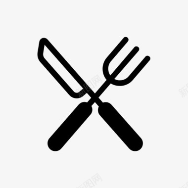 叉子和刀烧烤晚餐图标图标