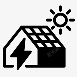 住宅用电太阳能住宅生态家居绿色能源图标高清图片