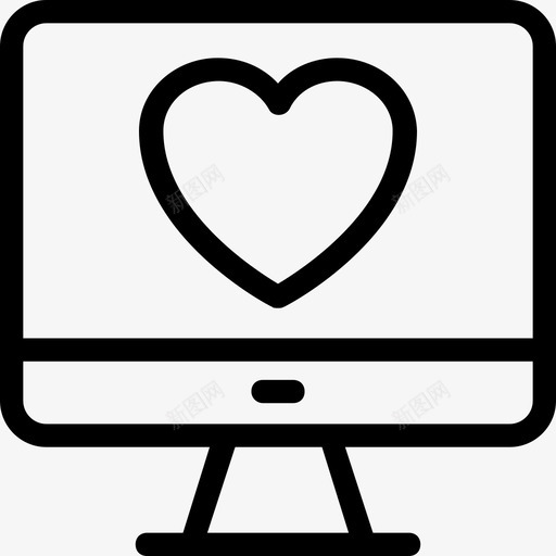 网恋心显示器图标svg_新图网 https://ixintu.com 个人电脑 心 情人节 显示器 爱情和婚礼线图标 网恋