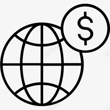 全球业务美元全球图标图标