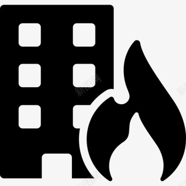 建筑火灾风险建筑物消防图标图标