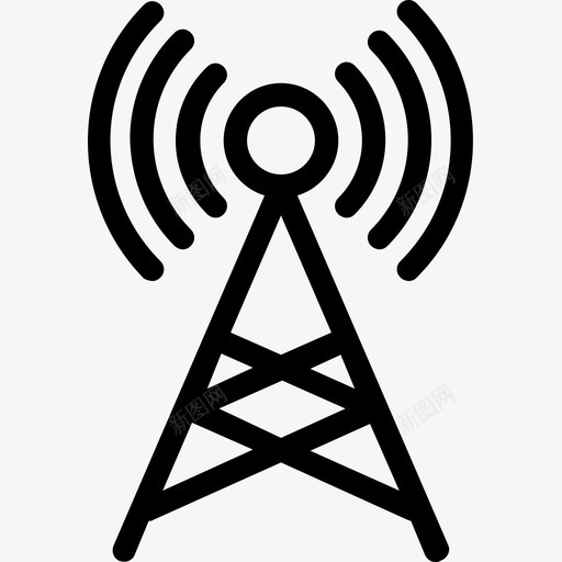 wifi塔通信塔信号塔图标svg_新图网 https://ixintu.com wifi塔 wifi天线 信号塔 无线天线 科技线路图标 通信塔