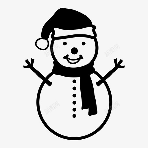 雪人圣诞节寒冷图标svg_新图网 https://ixintu.com 冬天 圣诞节 季节 寒冷 雪人