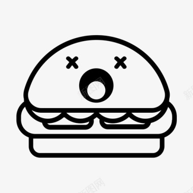 死汉堡表情符号快餐图标图标
