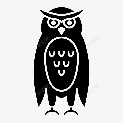 猫头鹰动物鸟图标svg_新图网 https://ixintu.com 动物 夜晚 猫头鹰 鸟 黑暗