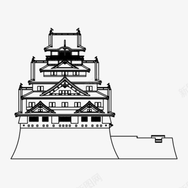 日本城堡要塞日本图标图标