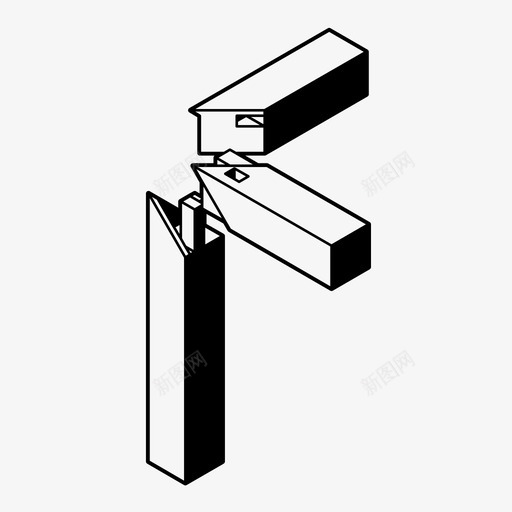 三斜接木工连接图标svg_新图网 https://ixintu.com 三斜接 木制品 木工 木接头 细木工 细部 连接