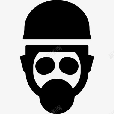戴防毒面具的工人人员安全标志图标图标