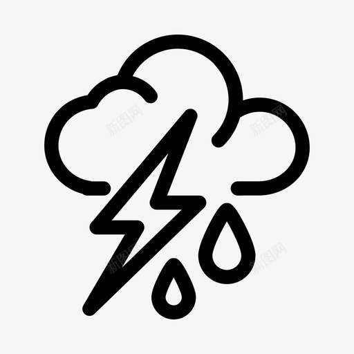 风暴闪电雨图标svg_新图网 https://ixintu.com 天气线 暴雨 闪电 雨 雷雨 风暴