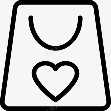 购物袋手袋心形图标图标