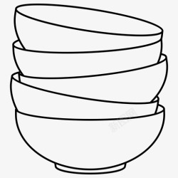 叠着的盘子叠汤碗盘子洗碗图标高清图片