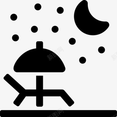 日光浴休息室月亮图标图标