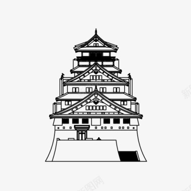 日本城堡要塞日本图标图标
