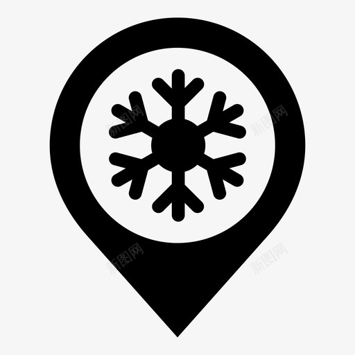 雪花圣诞节地图标记svg_新图网 https://ixintu.com 冬天 圣诞节 地图标记 天气 雪花