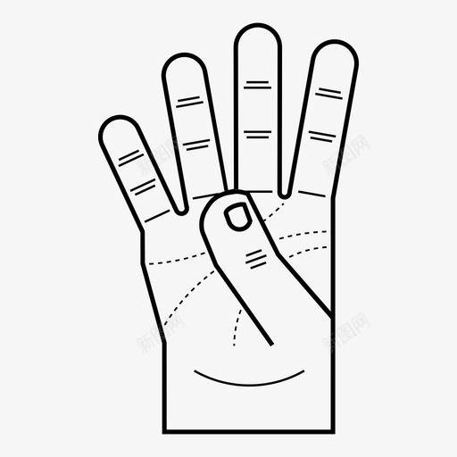 右手四个手指身体数数图标svg_新图网 https://ixintu.com 右手四个手指 手 手势 数数 身体