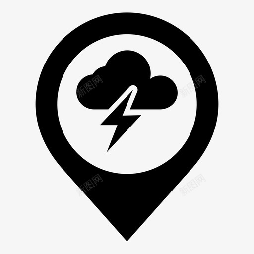 闪电云地图标记svg_新图网 https://ixintu.com 云 地图标记 天气 闪电 雷电 风暴 风暴云