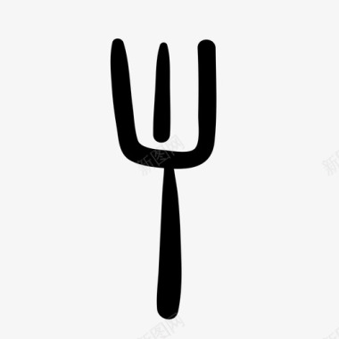 叉子涂鸦餐厅图标图标