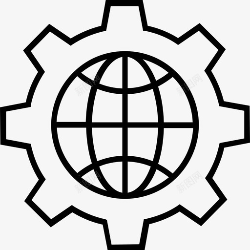 连接接地齿轮图标svg_新图网 https://ixintu.com 600个金融平面线图标 全球 接地 连接 齿轮