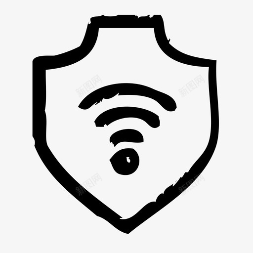 wifi锁保护图标svg_新图网 https://ixintu.com wifi 保护 安保 安全 屏蔽 草图 锁