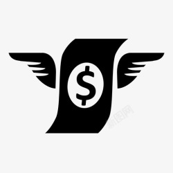 飞钱飞钱容易赚钱有翅膀的钱图标高清图片