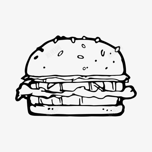 汉堡快餐食品图标svg_新图网 https://ixintu.com 垃圾 快餐 手绘 汉堡 食品