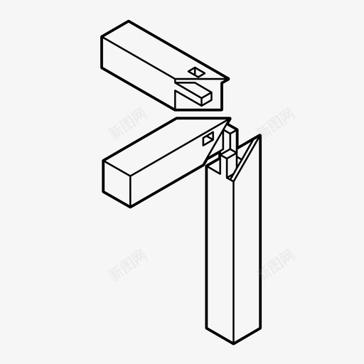 三斜接木工连接图标svg_新图网 https://ixintu.com 三斜接 木制品 木工 木接头 细木工 细部 连接