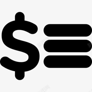 美元符号和三行商业金融图标图标